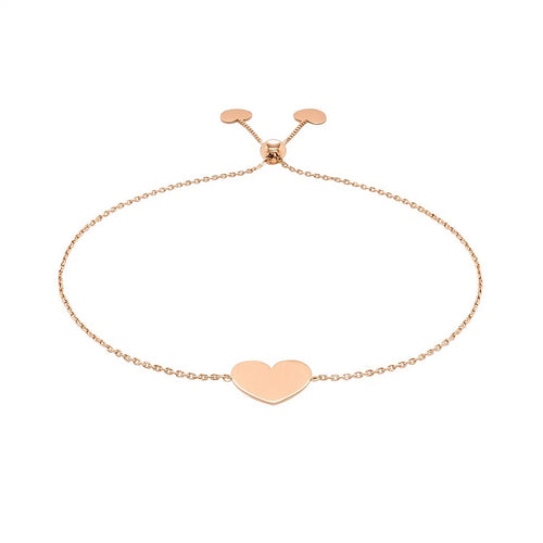 14k Rose Gold Adjustable Heart Bracelet (0.90 mm)