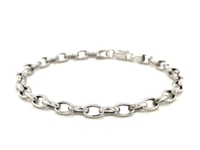 14k White Gold Oval Rolo Bracelet (4.60 mm)