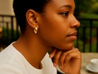 14k Yellow Gold Wide Small Hoop Earrings with Snap Lock