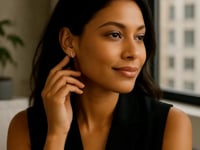 14k White Gold Curve Climber Post Earrings