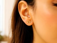 14k Yellow Gold Cancer Stud Earrings