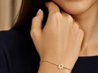 14k Yellow Gold Star of David Bracelet