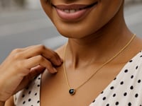 14k Yellow Gold 17 inch Necklace with Round Onyx