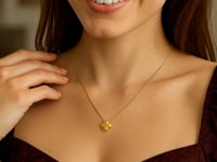 14K Yellow Gold Puffed Mini Clover Pendant Necklace