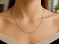 14k White Gold Round Cable Link Chain (2.4 mm)