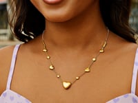 14k Yellow Gold Puff Heart Adjustable Necklace