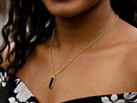Onyx Geometric Rectangle Necklace in 14K Yellow Gold