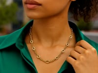 14K Yellow Gold Five and One Oval Link Chain Necklace
