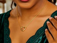 14K Yellow Gold Braided Open Heart Necklace