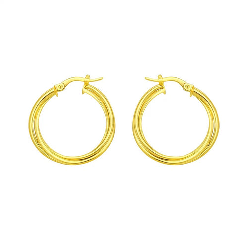 14K Yellow Gold Interlocking Medium Trinity Hoop Earrings