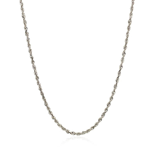14k White Gold Solid Diamond Cut Rope Chain (1.80 mm)