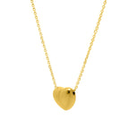 Small Puffed Heart Necklace in 14K Yellow Gold