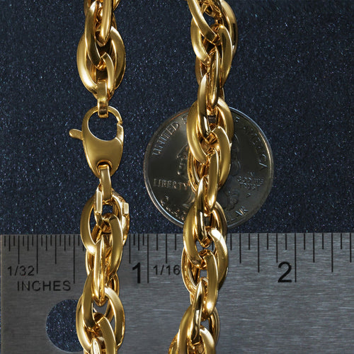 Double Oval Link Chain Bracelet in 14k Yellow Gold (10.00 mm)