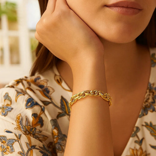 Double Oval Link Chain Bracelet in 14k Yellow Gold (10.00 mm)