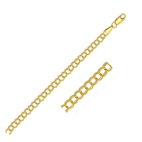 14k Yellow Gold Solid Double Link Charm Bracelet (5.00 mm)