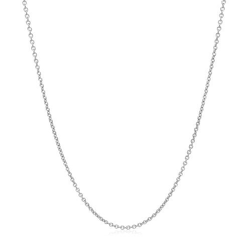 14k White Gold Oval Cable Link Chain (1.20 mm)