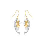 Two-Tone Wing Drop Earrings in 10K Gold