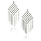 14K White Gold Beaded Chain Mesh Earrings