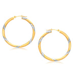 14k Two Tone Gold Polished Hoop Earrings (3x30mm)