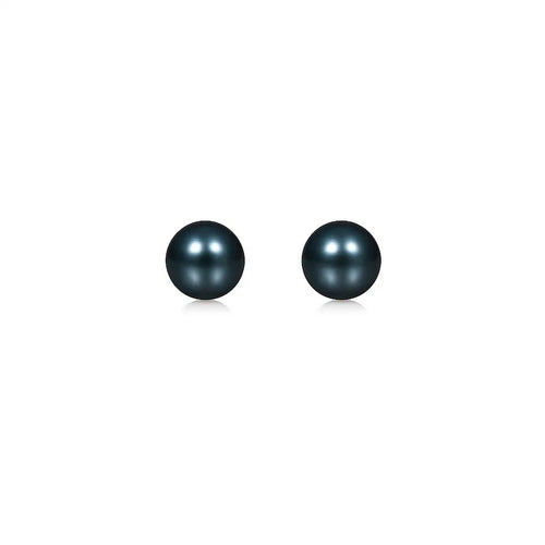 14k Yellow Gold Cultured Black Pearl Stud Earrings (7mm)