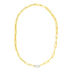 14k Yellow Gold Paperclip Chain Necklace with Diamond Link (6.00 mm)