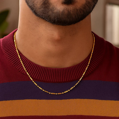 14k Yellow Gold Diamond-Cut Alternating Bead Chain (1.30 mm)