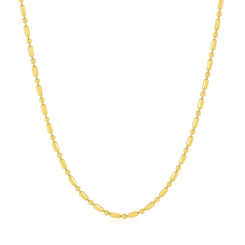 14k Yellow Gold Diamond-Cut Alternating Bead Chain (1.30 mm)