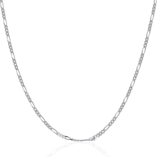 14k White Gold Solid Figaro Chain (1.90 mm)