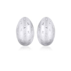 14K White Gold Sparkle Kiss Diamond-cut Oval Stud Earrings