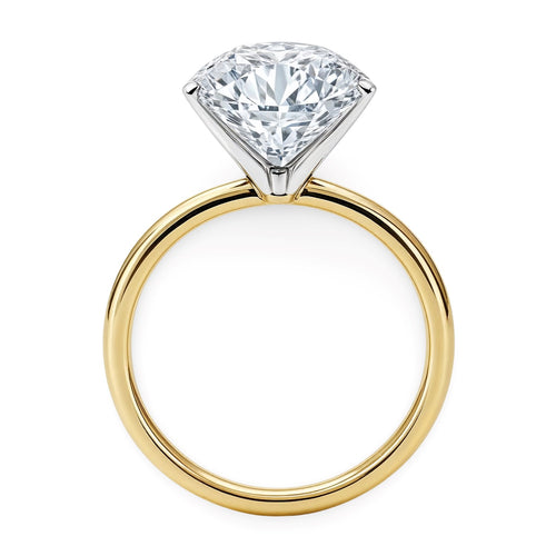 5 Carat Round Lab Grown IGI G/VS1 Diamond Solitaire Ring in 10K Yellow Gold
