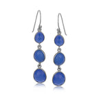 Sterling Silver Black Rhodium Plated Graduated Oval Chalcedony Earrings