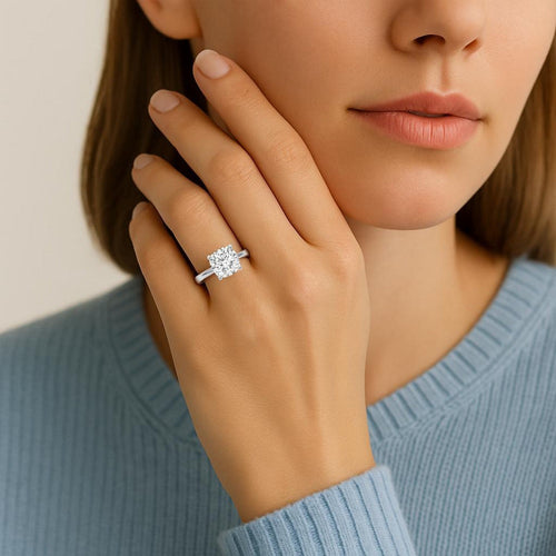 3 Carat Cushion Lab Grown IGI G/VS1 Diamond Solitaire Ring in 10K White Gold