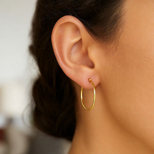 14k Yellow Gold Polished Hoop Earrings (1.5x25mm)