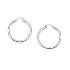 14k White Gold Polished Hoop Earrings (4x25mm)