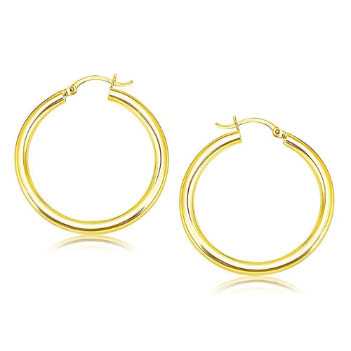 14k Yellow Gold Polished Hoop Earrings (4x40mm)