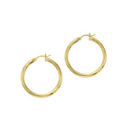 14k Yellow Gold Polished Hoop Earrings (3x30mm)