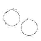14k White Gold Polished Hoop Earrings (2x30mm)