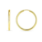 14k Yellow Gold Endless Round Hoop Earrings(2x21mm)