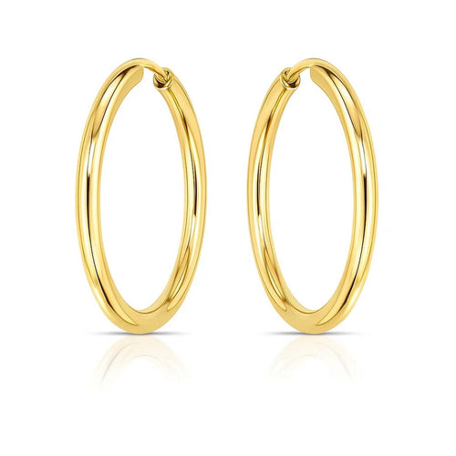 14k Yellow Gold Endless Round Hoop Earrings(2x21mm)