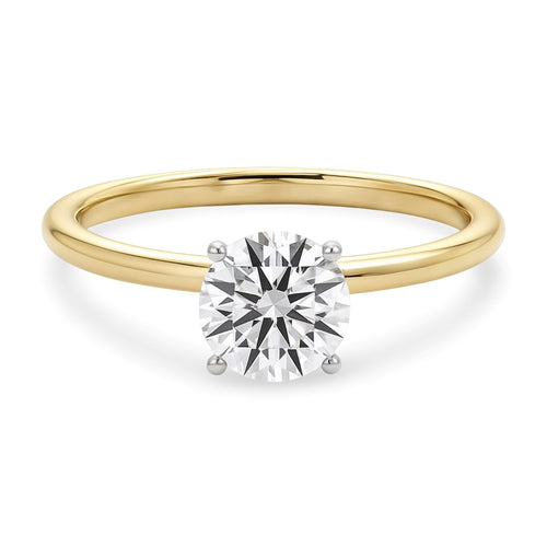 1 Carat Round Lab Grown IGI G/VS1 Diamond Solitaire Ring in 10K Yellow Gold
