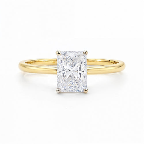 1.50Ct Radiant Lab Grown IGI G/VS1 Diamond Ring in 10K Yellow Gold