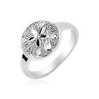 Sterling Silver Textured Sand Dollar Ring(2.50 mm)