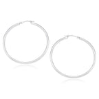 10k White Gold Polished Hoop Earrings (2x40 mm)