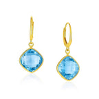 Drop Earrings with Blue Topaz Cushion Briolettes in 14k Yellow Gold