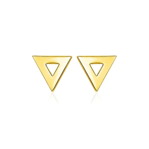 14k Yellow Gold Polished Open Triangle Post Earrings
