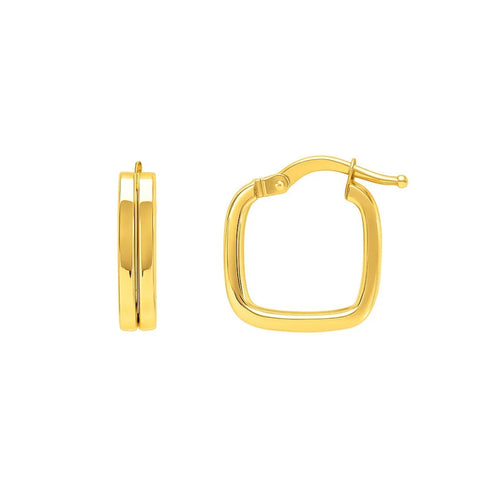 Double Square Tube Hoop Earrings in 14K Yellow Gold