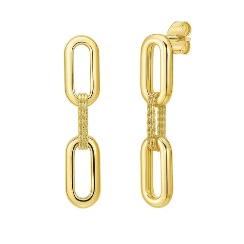 14K Yellow Gold Mini Diamante Paperclip Earrings