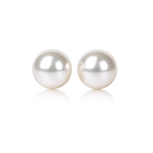 14k Yellow Gold Freshwater Cultured White Pearl Stud Earrings (7mm)