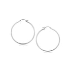 Sterling Silver Rhodium Plated Thin Large Polished Hoop Earrings (2x40mm)