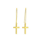 14k Yellow Gold Dangle Cross Earrings
